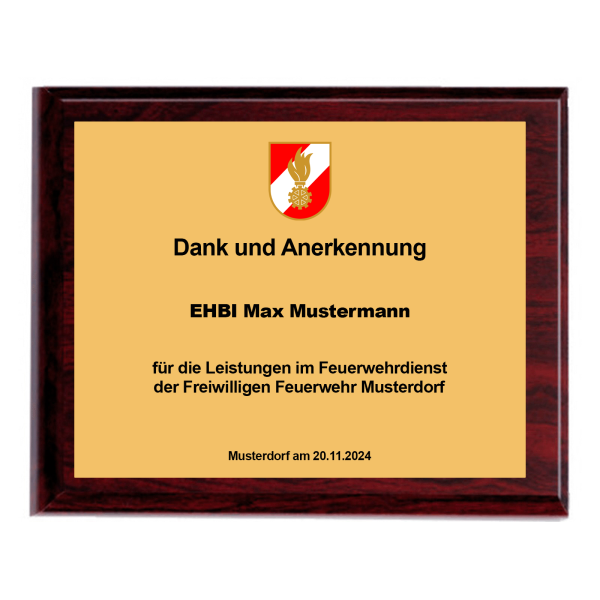 Ehrentafel 1 - Alutafel auf Holzplatte